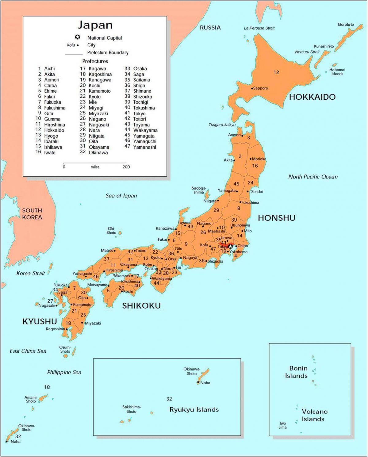 日本の主要都市の地図